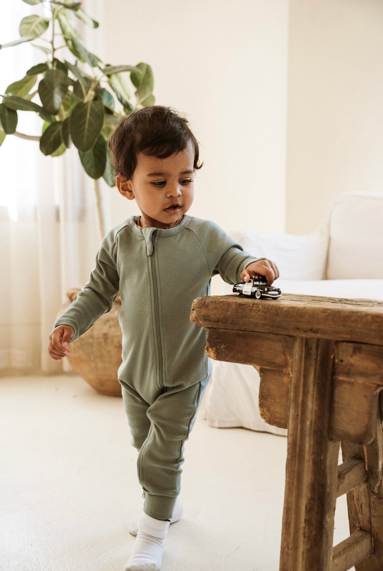 Oraganic Cotton Long Sleeve Romper "Avery"